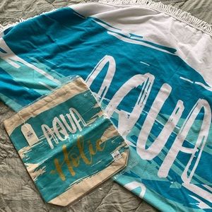 Aquaholic Tote Bag and Round Towel